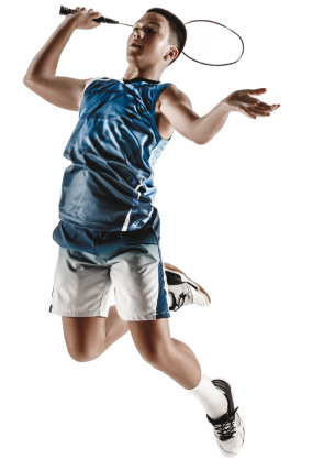 Boy playing badminton