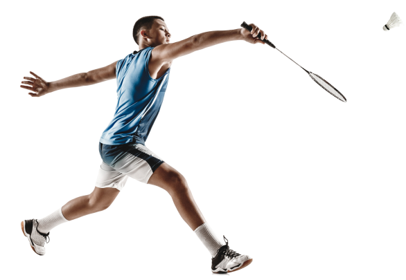 Little boy playing badminton